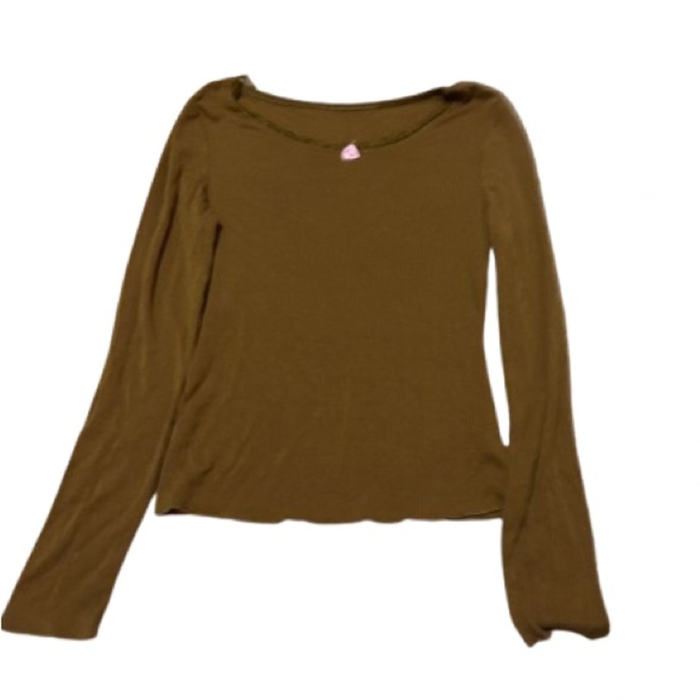 Cider Brown Fitted Long Sleeve Blouse